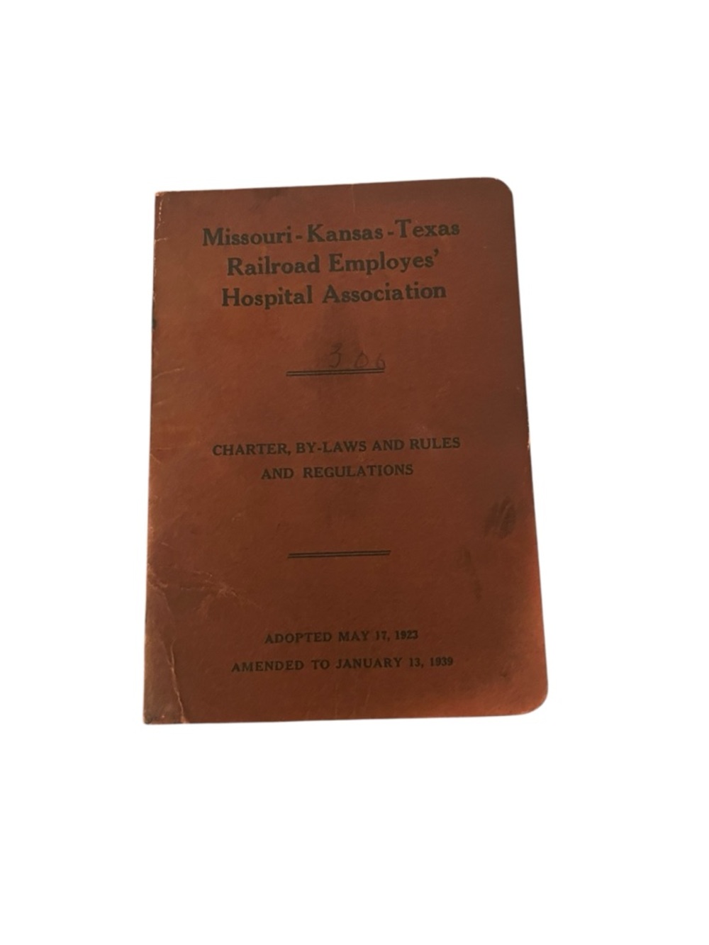 VTG M-K-T Railroad Employees Hospital Association Rules & Regulations 1939